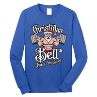 Christmas Barbell Squat Santa Funny Gym Quote Cute Gift Long Sleeve Shirt