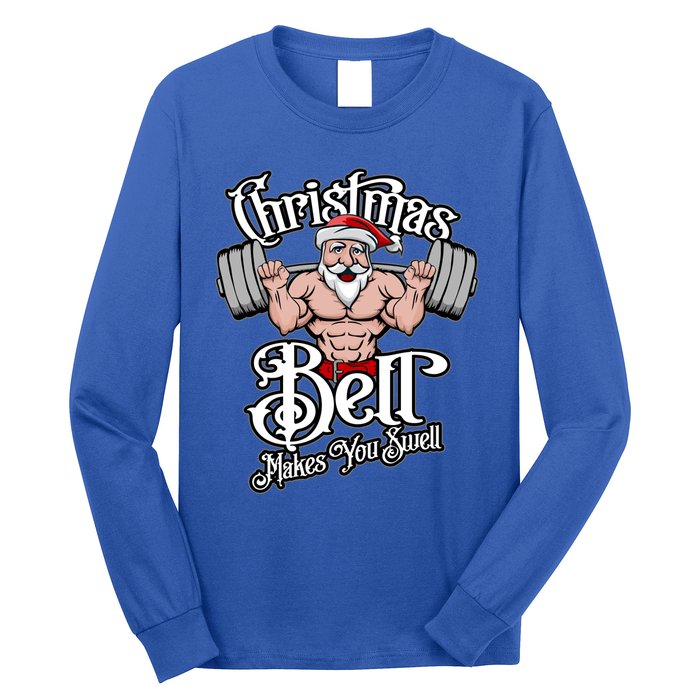 Christmas Barbell Squat Santa Funny Gym Quote Cute Gift Long Sleeve Shirt