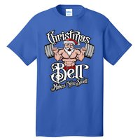 Christmas Barbell Squat Santa Funny Gym Quote Cute Gift Tall T-Shirt