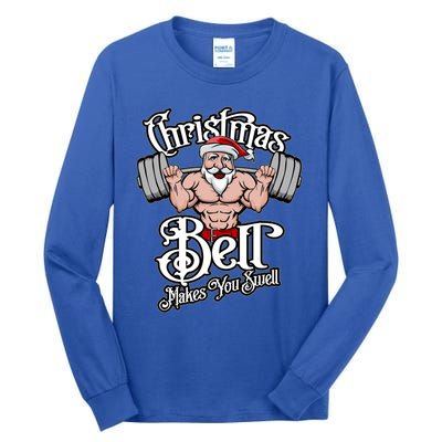 Christmas Barbell Squat Santa Funny Gym Quote Cute Gift Tall Long Sleeve T-Shirt