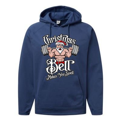 Christmas Barbell Squat Santa Funny Gym Quote Cute Gift Performance Fleece Hoodie