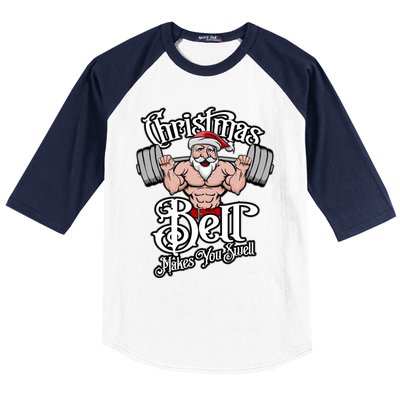 Christmas Barbell Squat Santa Funny Gym Quote Cute Gift Baseball Sleeve Shirt