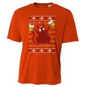 Cat Beer Saying Pew Pew Madafakas Funny Gift Ugly Christmas Cute Gift Cooling Performance Crew T-Shirt