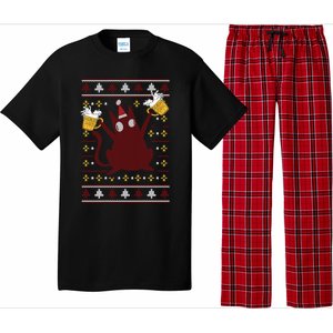 Cat Beer Saying Pew Pew Madafakas Funny Gift Ugly Christmas Cute Gift Pajama Set