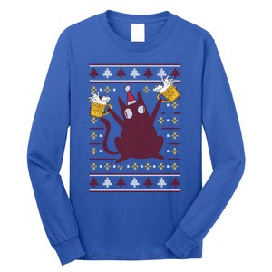 Cat Beer Saying Pew Pew Madafakas Funny Gift Ugly Christmas Cute Gift Long Sleeve Shirt