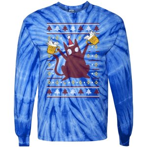 Cat Beer Saying Pew Pew Madafakas Funny Gift Ugly Christmas Cute Gift Tie-Dye Long Sleeve Shirt