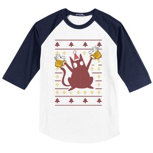 Cat Beer Saying Pew Pew Madafakas Funny Gift Ugly Christmas Cute Gift Baseball Sleeve Shirt