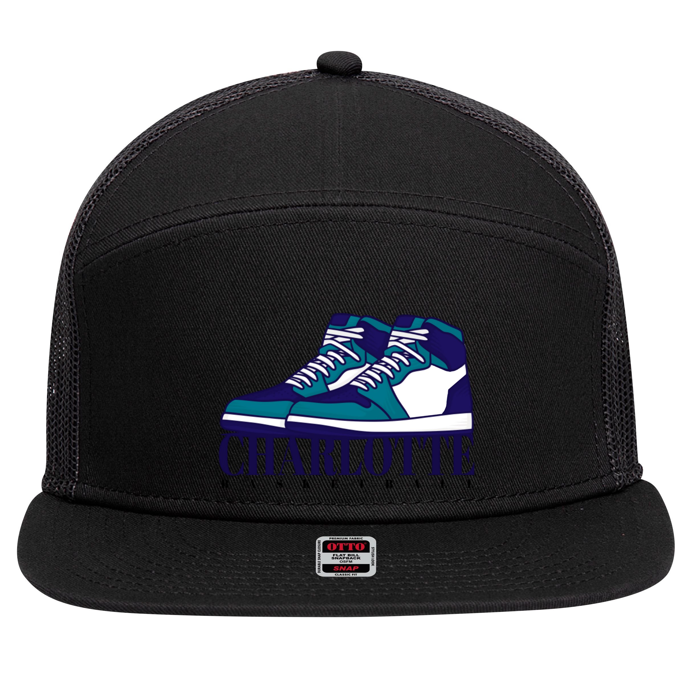 Charlotte Basketball Sneakers 7 Panel Mesh Trucker Snapback Hat