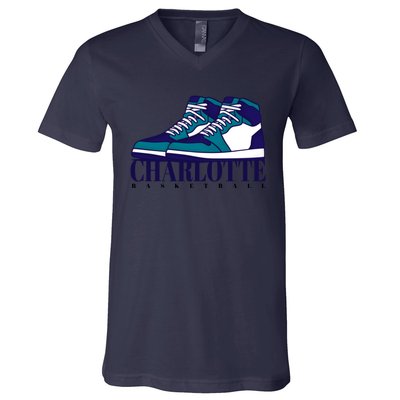 Charlotte Basketball Sneakers V-Neck T-Shirt