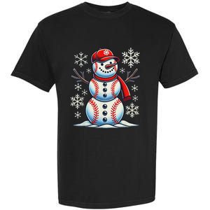 Christmas Baseball Snowman Baseball Christmas Women Garment-Dyed Heavyweight T-Shirt