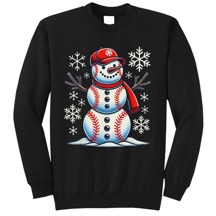 Christmas Baseball Snowman Baseball Christmas Women Sweatshirt