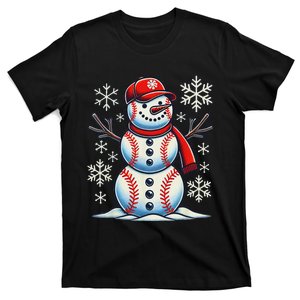 Christmas Baseball Snowman Baseball Christmas Women T-Shirt