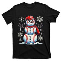 Christmas Baseball Snowman Baseball Christmas Women T-Shirt