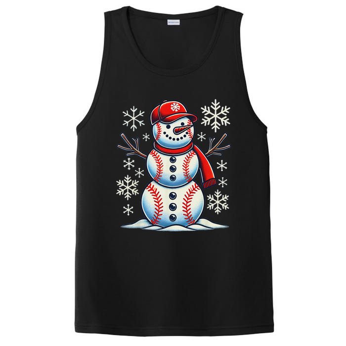 Christmas Baseball Snowman Baseball Christmas Women PosiCharge Competitor Tank