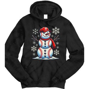 Christmas Baseball Snowman Baseball Christmas Women Tie Dye Hoodie