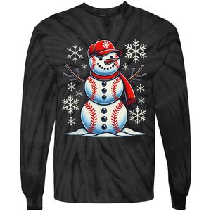 Christmas Baseball Snowman Baseball Christmas Women Tie-Dye Long Sleeve Shirt