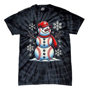 Christmas Baseball Snowman Baseball Christmas Women Tie-Dye T-Shirt