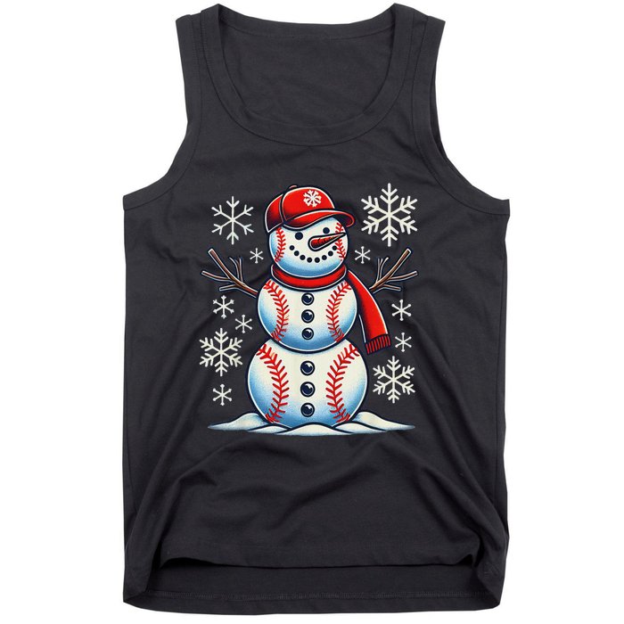 Christmas Baseball Snowman Baseball Christmas Women Tank Top