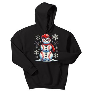 Christmas Baseball Snowman Baseball Christmas Women Kids Hoodie