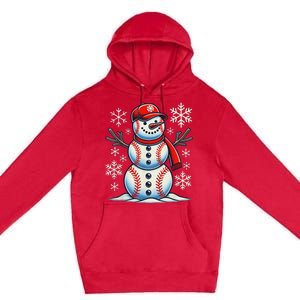 Christmas Baseball Snowman Baseball Christmas Women Premium Pullover Hoodie