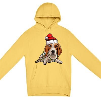 Cute Beagle Santa Christmas Tree Lights Xmas Cool Gift Premium Pullover Hoodie