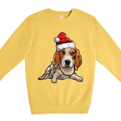 Cute Beagle Santa Christmas Tree Lights Xmas Cool Gift Premium Crewneck Sweatshirt