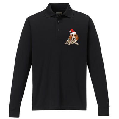 Cute Beagle Santa Christmas Tree Lights Xmas Cool Gift Performance Long Sleeve Polo