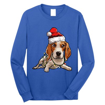 Cute Beagle Santa Christmas Tree Lights Xmas Cool Gift Long Sleeve Shirt