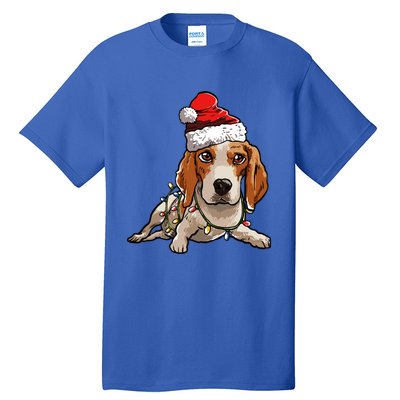 Cute Beagle Santa Christmas Tree Lights Xmas Cool Gift Tall T-Shirt