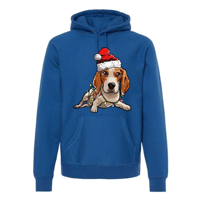 Cute Beagle Santa Christmas Tree Lights Xmas Cool Gift Premium Hoodie