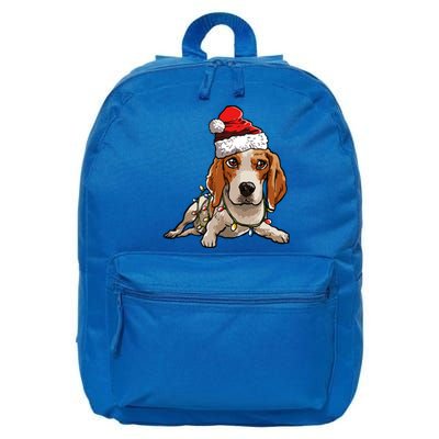 Cute Beagle Santa Christmas Tree Lights Xmas Cool Gift 16 in Basic Backpack