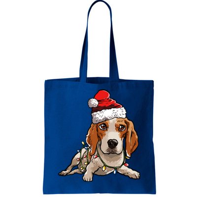 Cute Beagle Santa Christmas Tree Lights Xmas Cool Gift Tote Bag