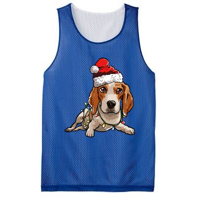 Cute Beagle Santa Christmas Tree Lights Xmas Cool Gift Mesh Reversible Basketball Jersey Tank