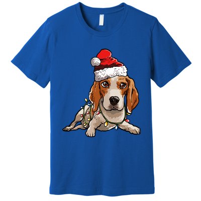 Cute Beagle Santa Christmas Tree Lights Xmas Cool Gift Premium T-Shirt