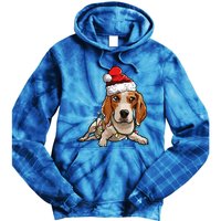 Cute Beagle Santa Christmas Tree Lights Xmas Cool Gift Tie Dye Hoodie