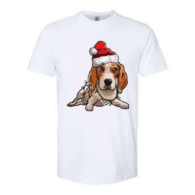 Cute Beagle Santa Christmas Tree Lights Xmas Cool Gift Softstyle CVC T-Shirt