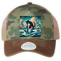 Cat Biting Shark Funny Art And Cat Lover Funny Legacy Tie Dye Trucker Hat