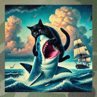 Cat Biting Shark Funny Art And Cat Lover Funny Legacy Tie Dye Trucker Hat