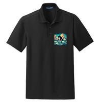 Cat Biting Shark Funny Art And Cat Lover Funny Dry Zone Grid Polo