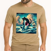 Cat Biting Shark Funny Art And Cat Lover Funny Performance Shirt
