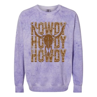 Cow Bull Skull Howdy Cow Cow Western Country Music Colorblast Crewneck Sweatshirt