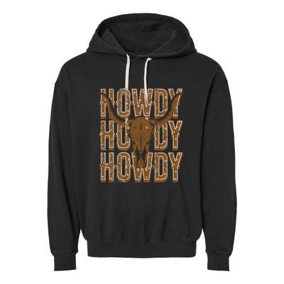 Cow Bull Skull Howdy Cow Cow Western Country Music Garment-Dyed Fleece Hoodie