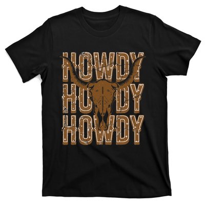 Cow Bull Skull Howdy Cow Cow Western Country Music T-Shirt