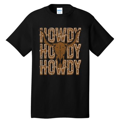 Cow Bull Skull Howdy Cow Cow Western Country Music Tall T-Shirt