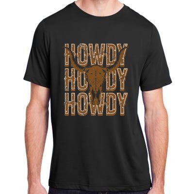 Cow Bull Skull Howdy Cow Cow Western Country Music Adult ChromaSoft Performance T-Shirt