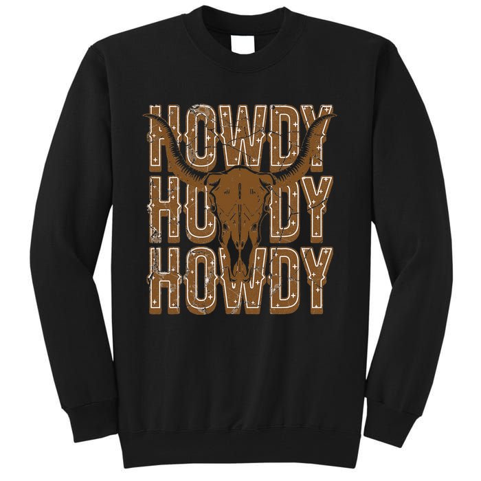 Cow Bull Skull Howdy Cow Cow Western Country Music Tall Sweatshirt