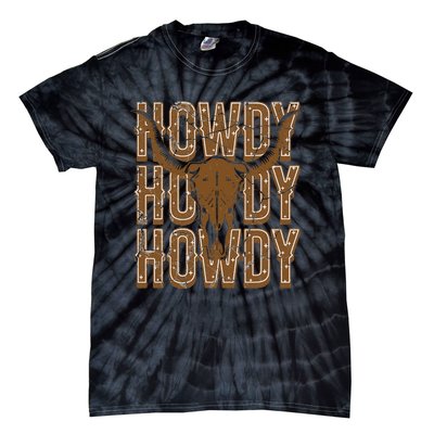 Cow Bull Skull Howdy Cow Cow Western Country Music Tie-Dye T-Shirt