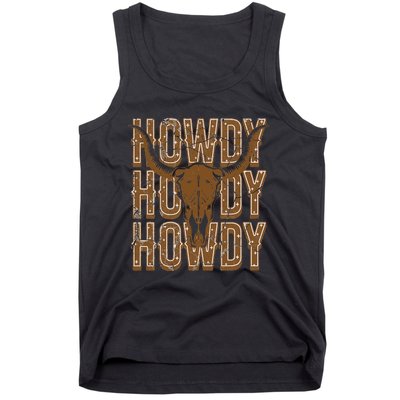 Cow Bull Skull Howdy Cow Cow Western Country Music Tank Top