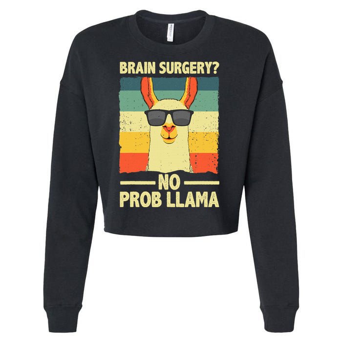 Cute Brain Surgery For Get Well Soon Recovery Cropped Pullover Crew