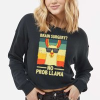 Cute Brain Surgery For Get Well Soon Recovery Cropped Pullover Crew